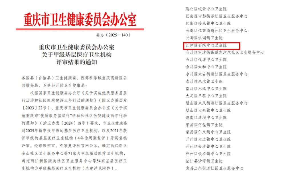 石蟆中心卫生院：甲级复评“过关”  健康守护“升级”